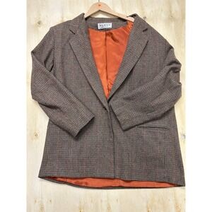 Vintage Dumas Blazer Womens 14 Brown Wool Tweed Classic Coat Jacket Made USA